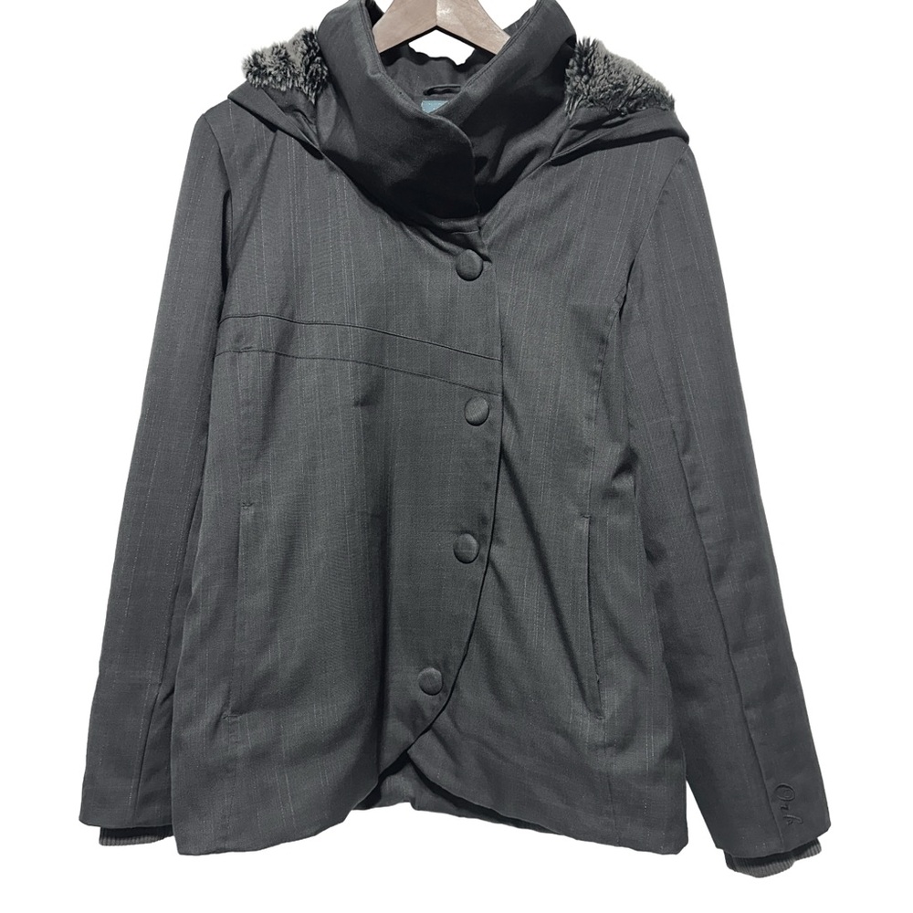 ORB Charcoal Hooded Winter Coat Faux Fur Urban Utility Minimalist M